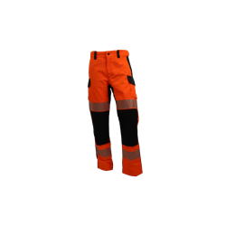 Pantalon de travail Haute-Visibilité écoresponsable FLUO ADVANCED Orange fluo / Gris charcoal CEPOVETT SAFETY